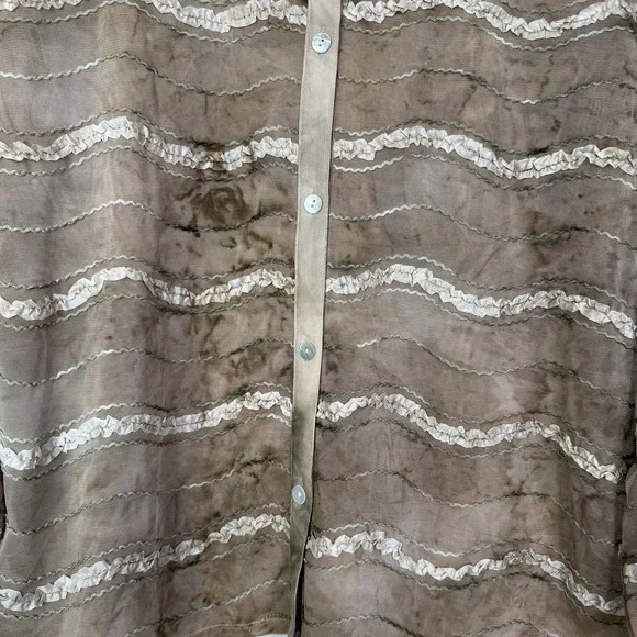 Coldwater Creek Shirt Womens 2X Brown Ombre Sheer Textured Button Front Blouse - Picture 3 of 11